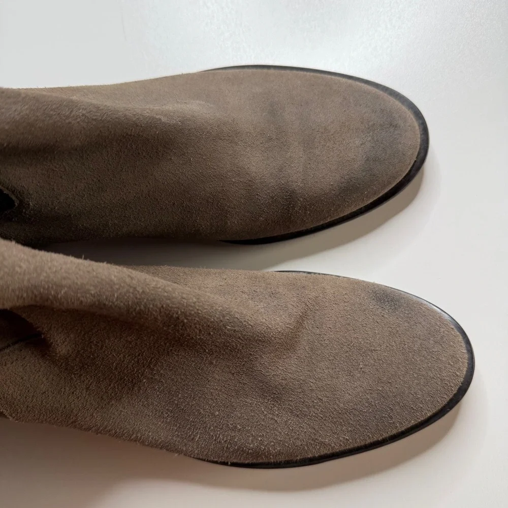 FREE PEOPLE Coast to Coast OTK Over-the-Knee Suede Boots Taupe Block Women's 40